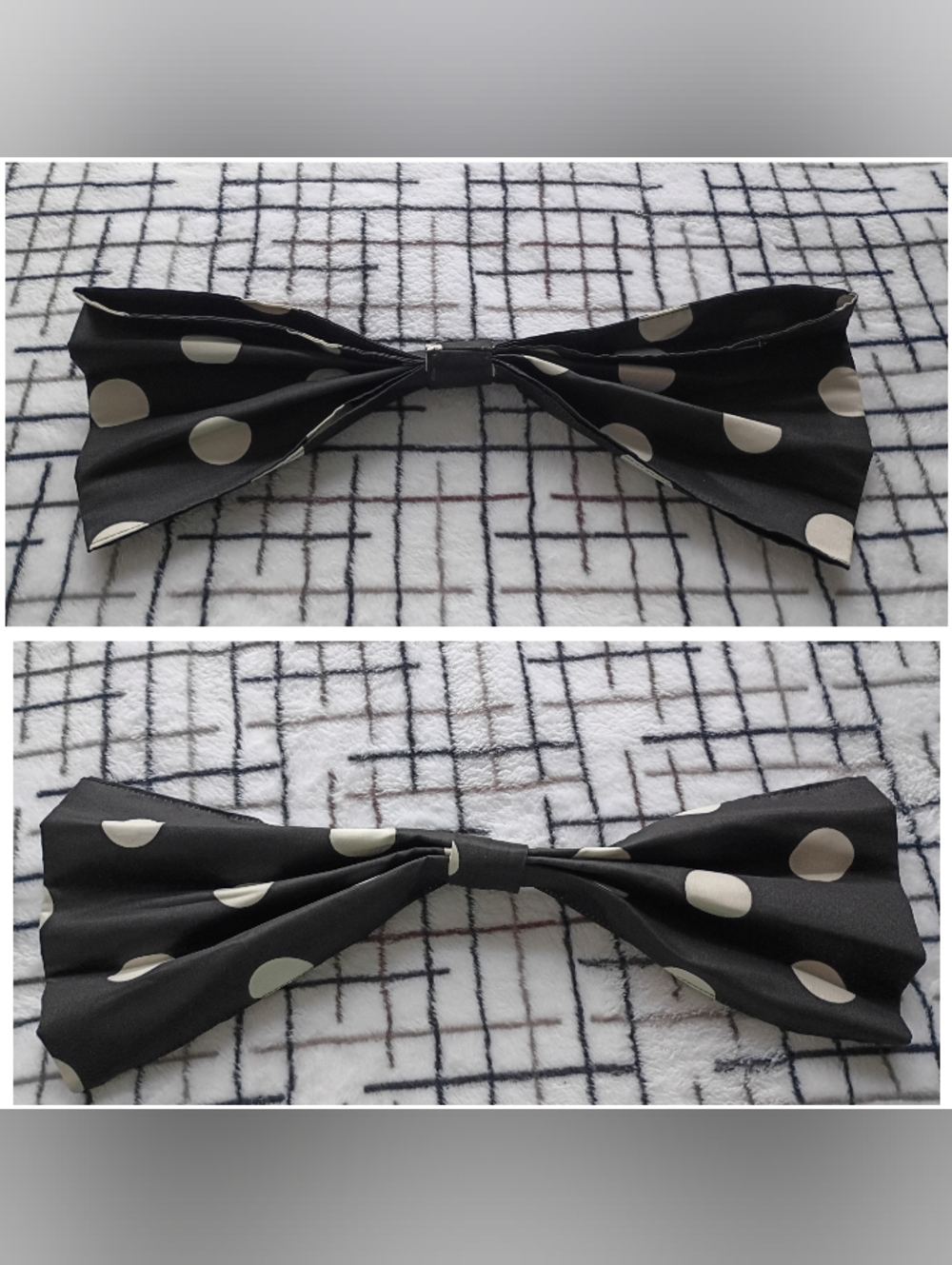 Black Polka Dot Satin Bow NOT HOMEMADE